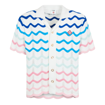 Gradient Wave Crochet Shirt