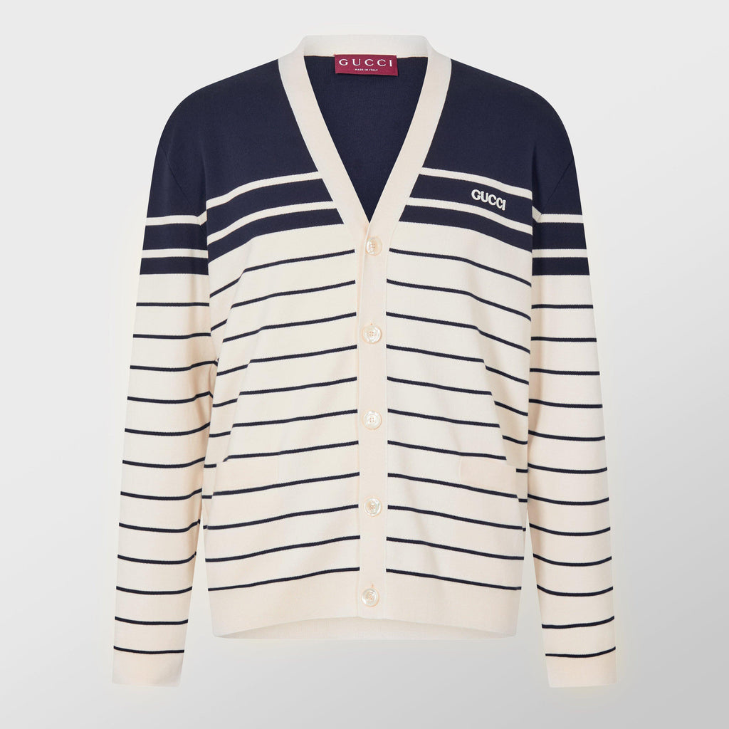 Striped Knit Cotton Cardigan