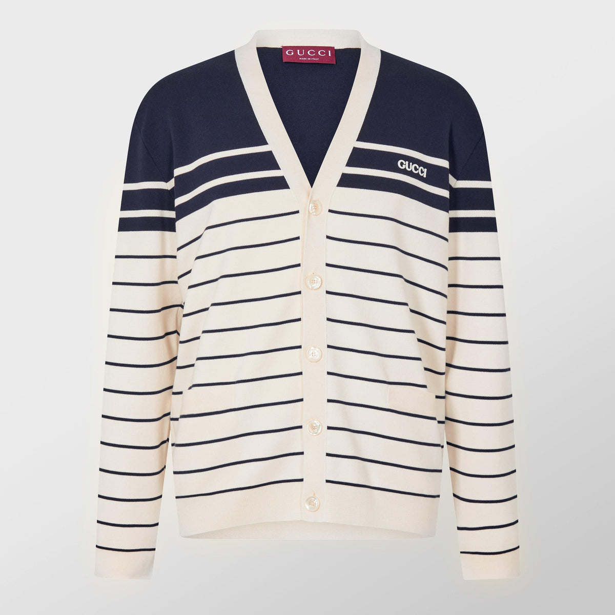 Striped Knit Cotton Cardigan