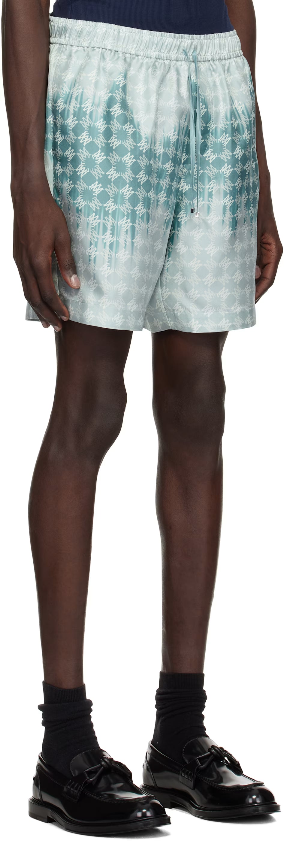 Blue 'MA' Quad Bleached Shorts