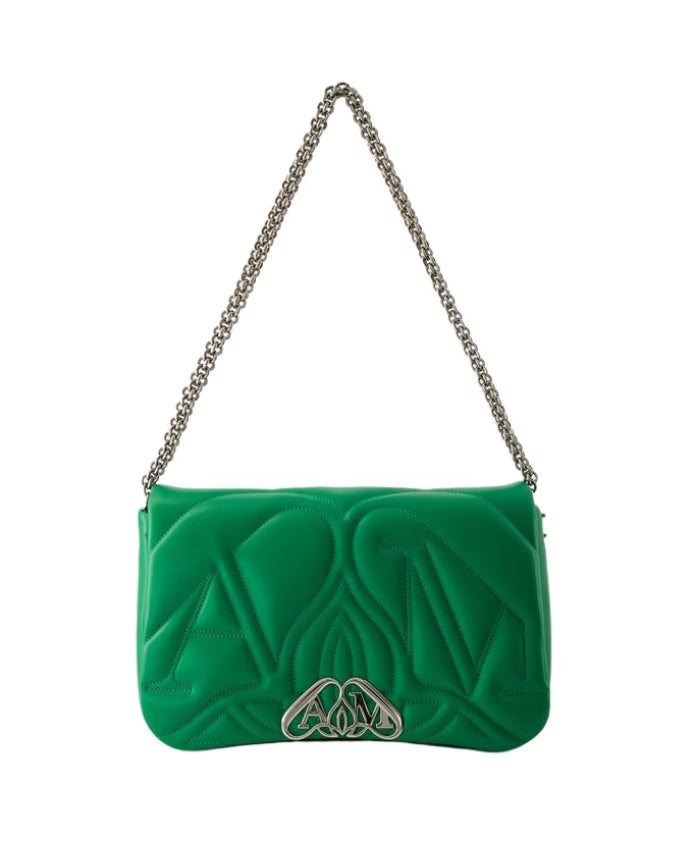 Green Leather Seal Crossbody Bag