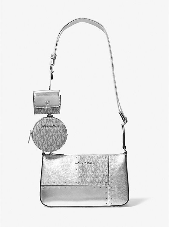 Jet Set Travel Small Metallic Patchwork and Signature Logo Crossbody Bag