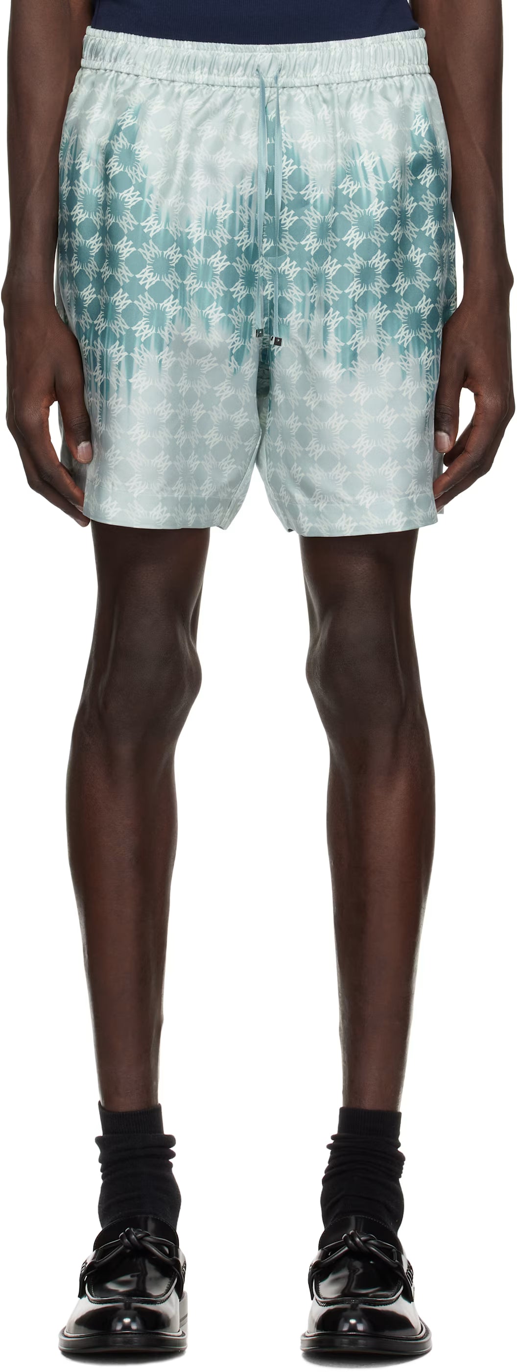 Blue 'MA' Quad Bleached Shorts