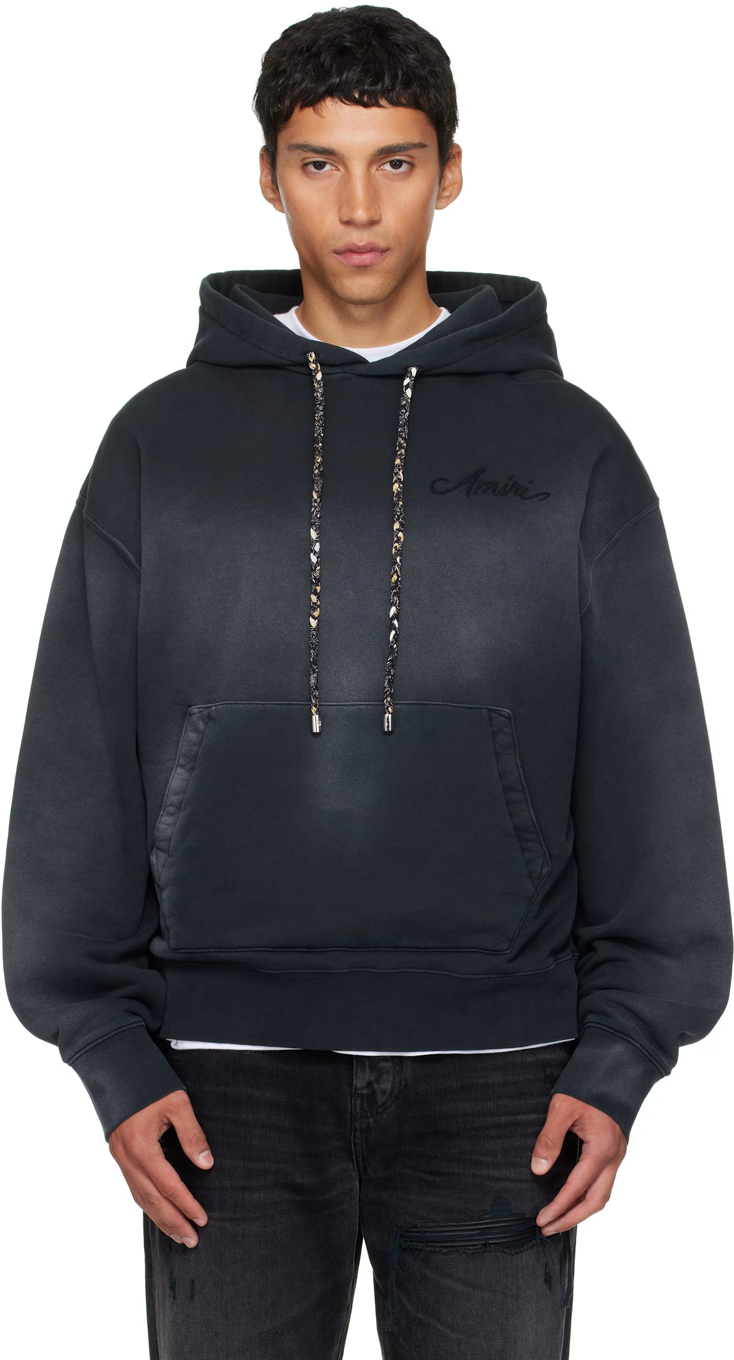 Black Bleach Bandana Hoodie