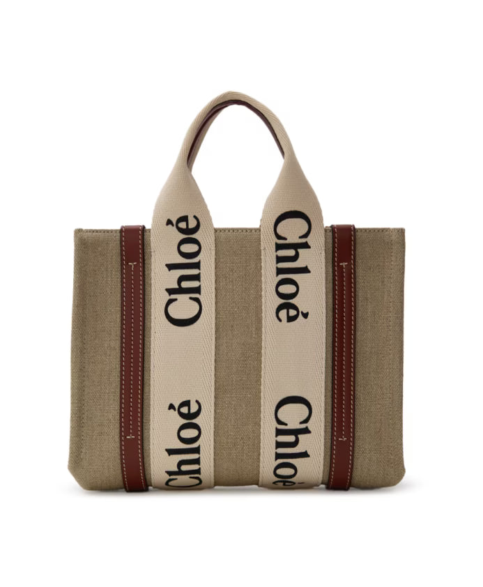 Small Woody Linen Tote Bag