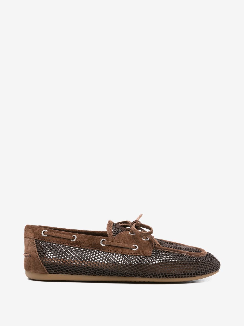 Miu Miu mesh and suede deck shoes