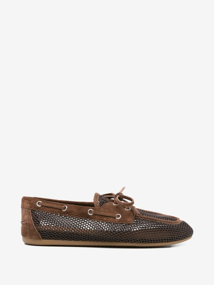 Miu Miu mesh and suede deck shoes