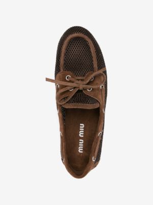 Miu Miu mesh and suede deck shoes