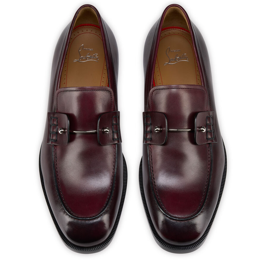 Christian Louboutin Chambelimoc Burgundy Leather Loafers