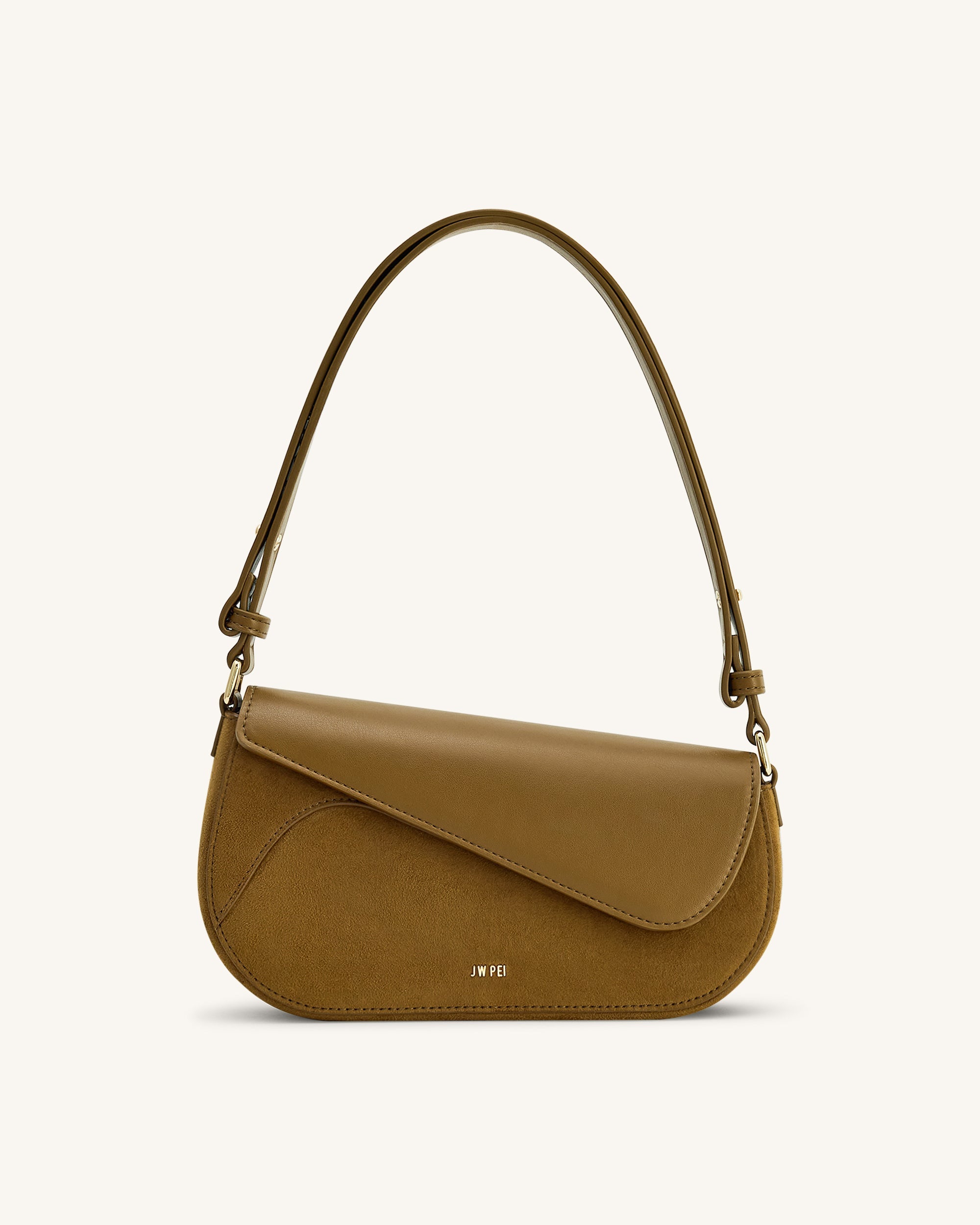 Addisyn Faux Suede Panel Shoulder Bag - Mocha Brown