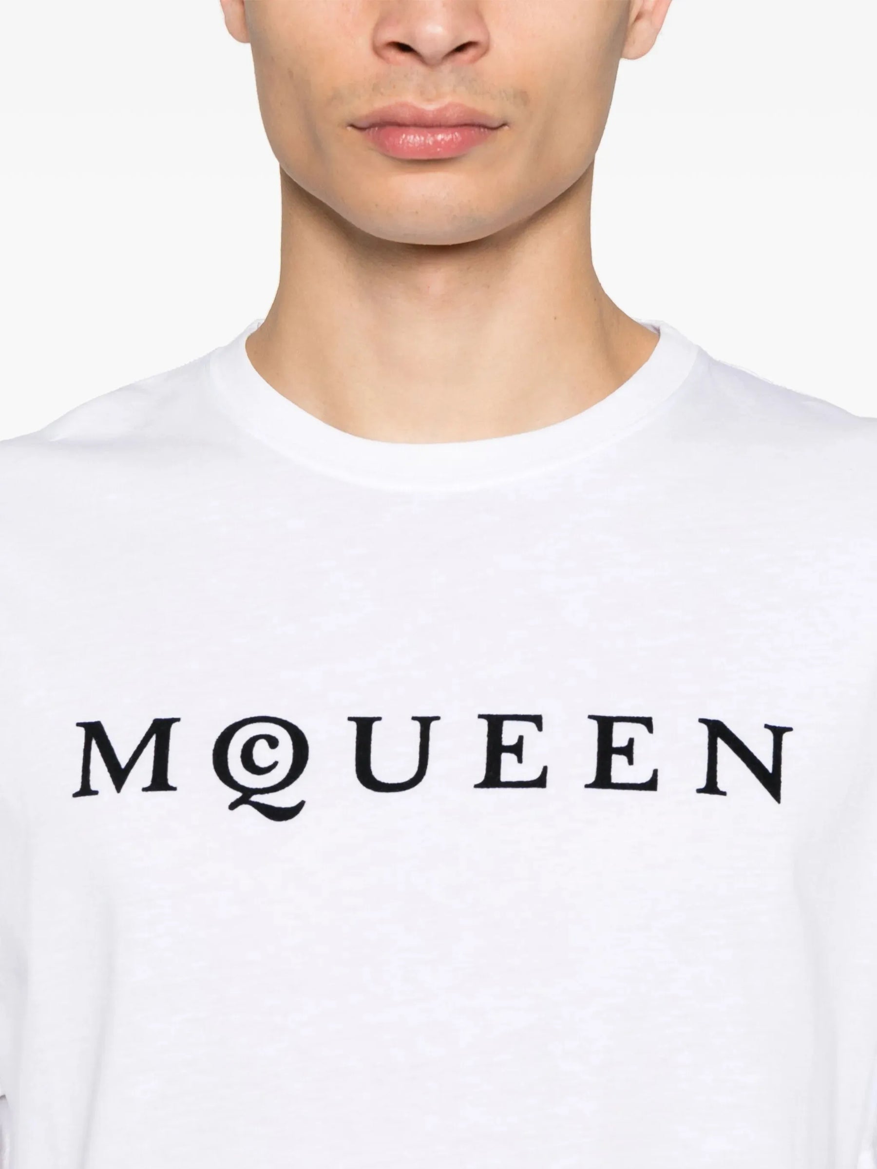 Alexander McQueen Flocked Logo T-Shirt in White