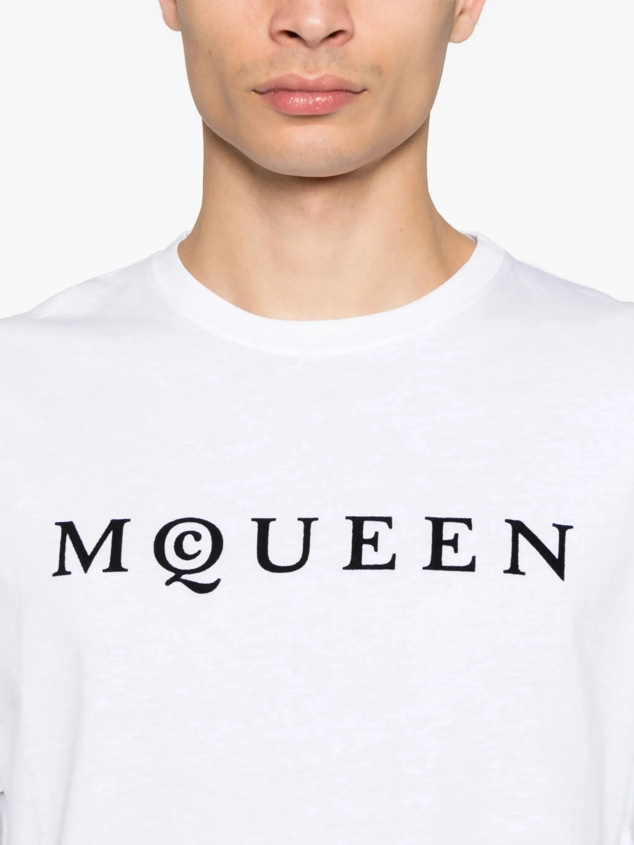 Alexander McQueen Flocked Logo T-Shirt in White
