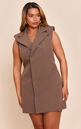 Shape Mushroom Tailored Sleevless Adjustable Waist Blazer Dress