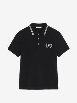 Valentino cotton-pique polo shirt with Maison embroidery