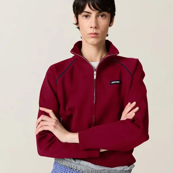 Technical yarn zip-up cardigan