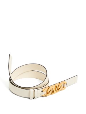 VLogo chain shiny calfskin belt