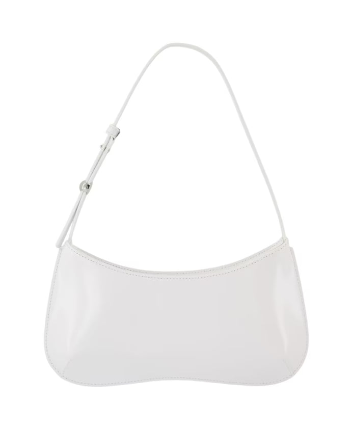 White Leather Top Handle Bag