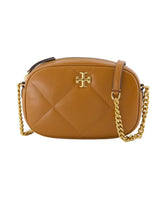 Diamond Camera Crossbody Leather Bag Brown