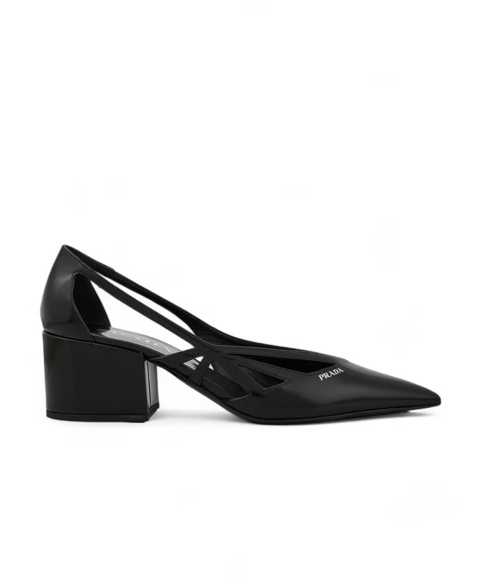Prada Black Leather Cut-Out Pumps