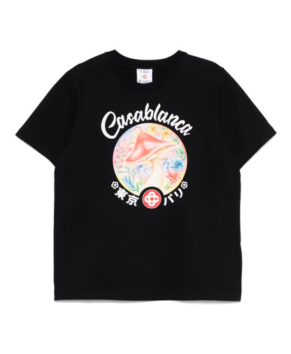 Casablanca Black Crew Neck T-shirts and Polos