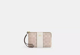 Coach Corner Zip Wristlet In Signature Canvas With Stripe - Wallets | Shop From The Mirage