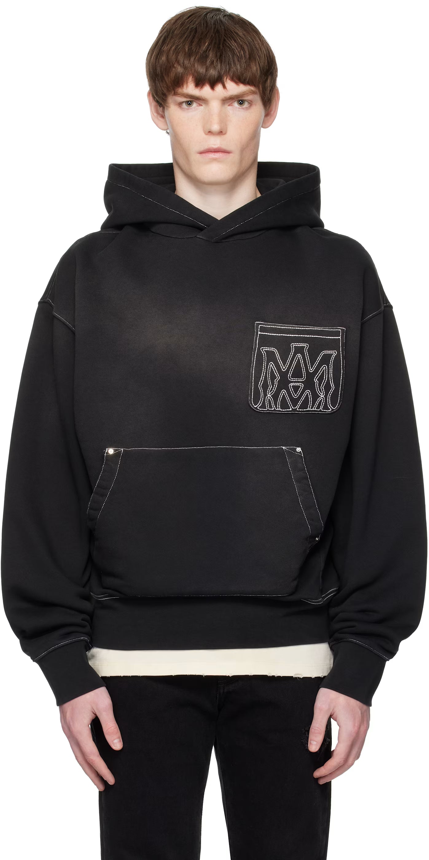 Black MA Outline Oversized Hoodie