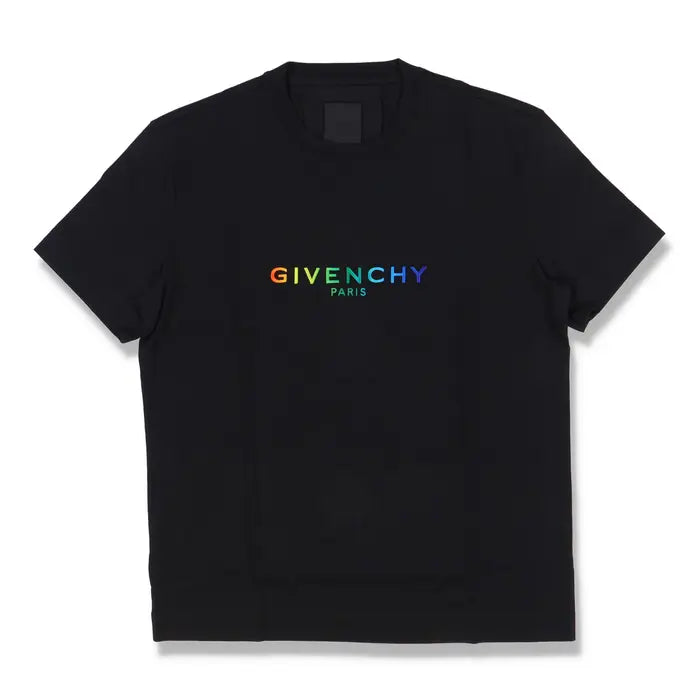 Givenchy  Black Embroidered Rainbow Logo T-Shirt