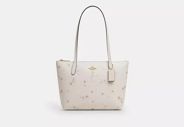 Fiona Zip Tote Bag With Star Print