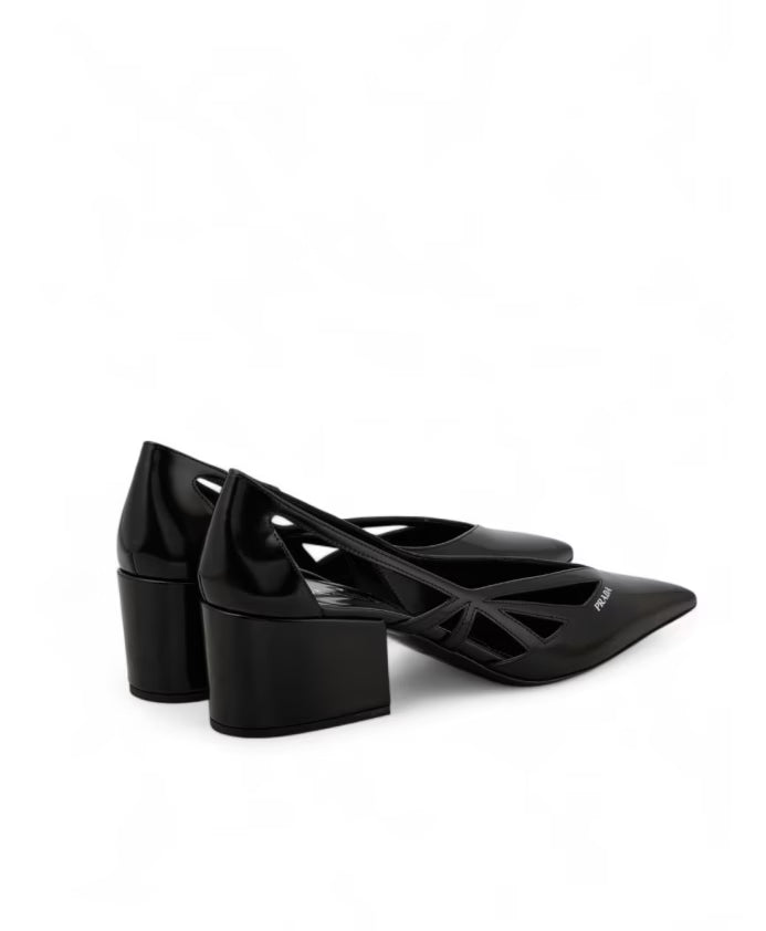 Prada Black Leather Cut-Out Pumps