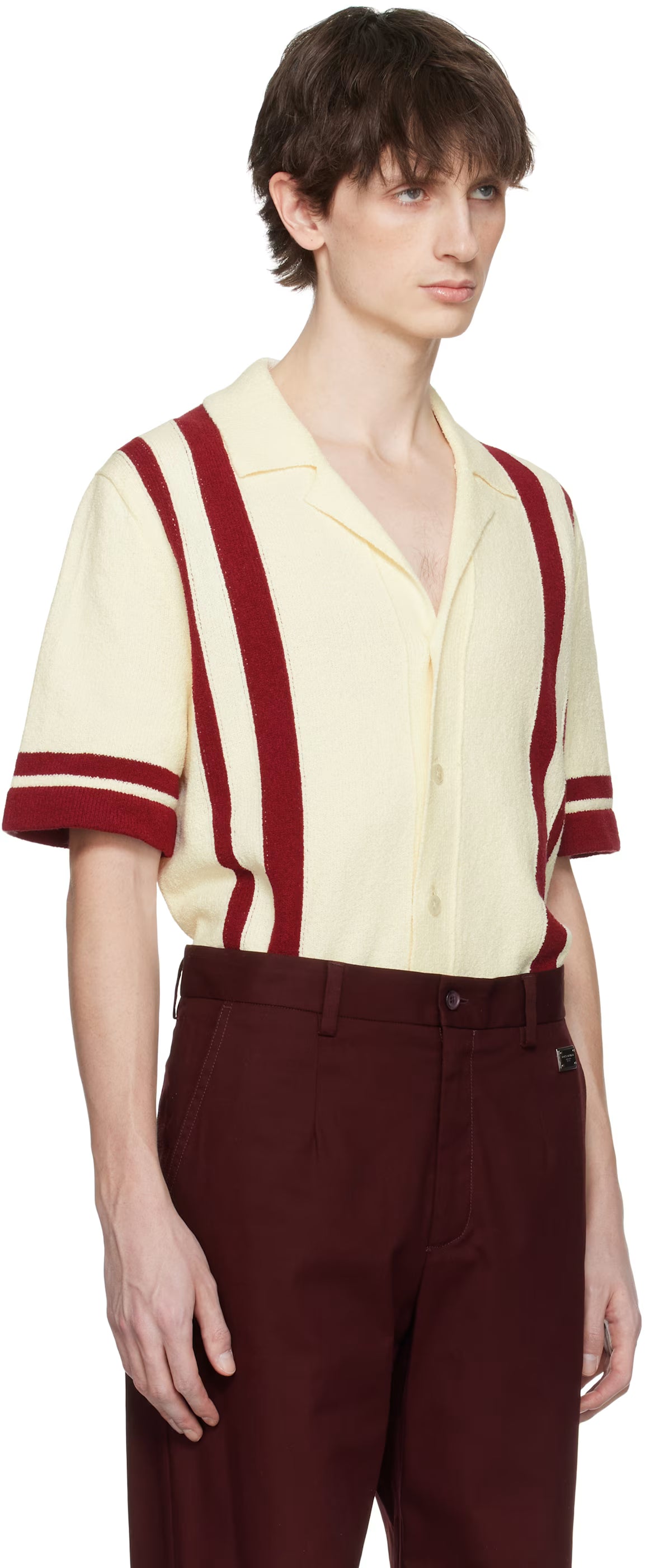 Dolce&Gabbana Off-White Cotton Knit Polo Shirt
