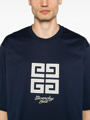 Givenchy 4G 1952 Embroidered Logo Oversized T-Shirt in Medium Blue