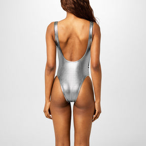 Metallic-Effect Puppytooth Swimsuit