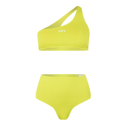 Stamp One Shoulder High Rise Bikini Set
