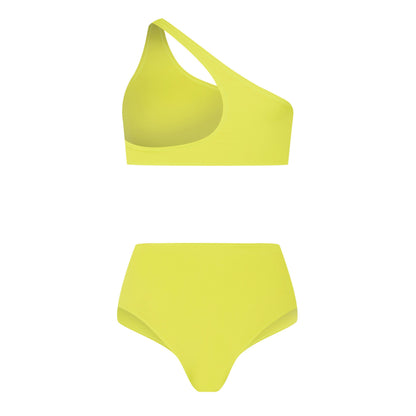 Stamp One Shoulder High Rise Bikini Set