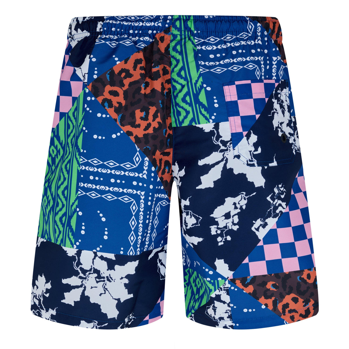 Patchwork-Print Swim Shorts
