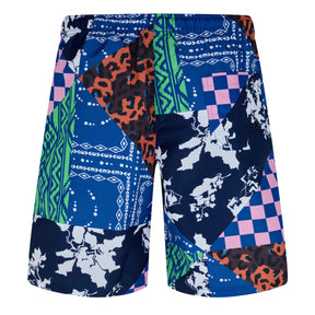 Patchwork-Print Swim Shorts