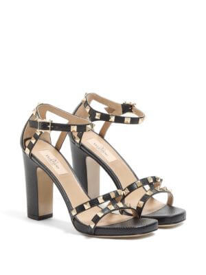 Rockstud sandals in elk print calfskin 100mm
