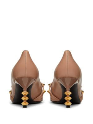 Rockstud pumps with kidskin sculptured heel