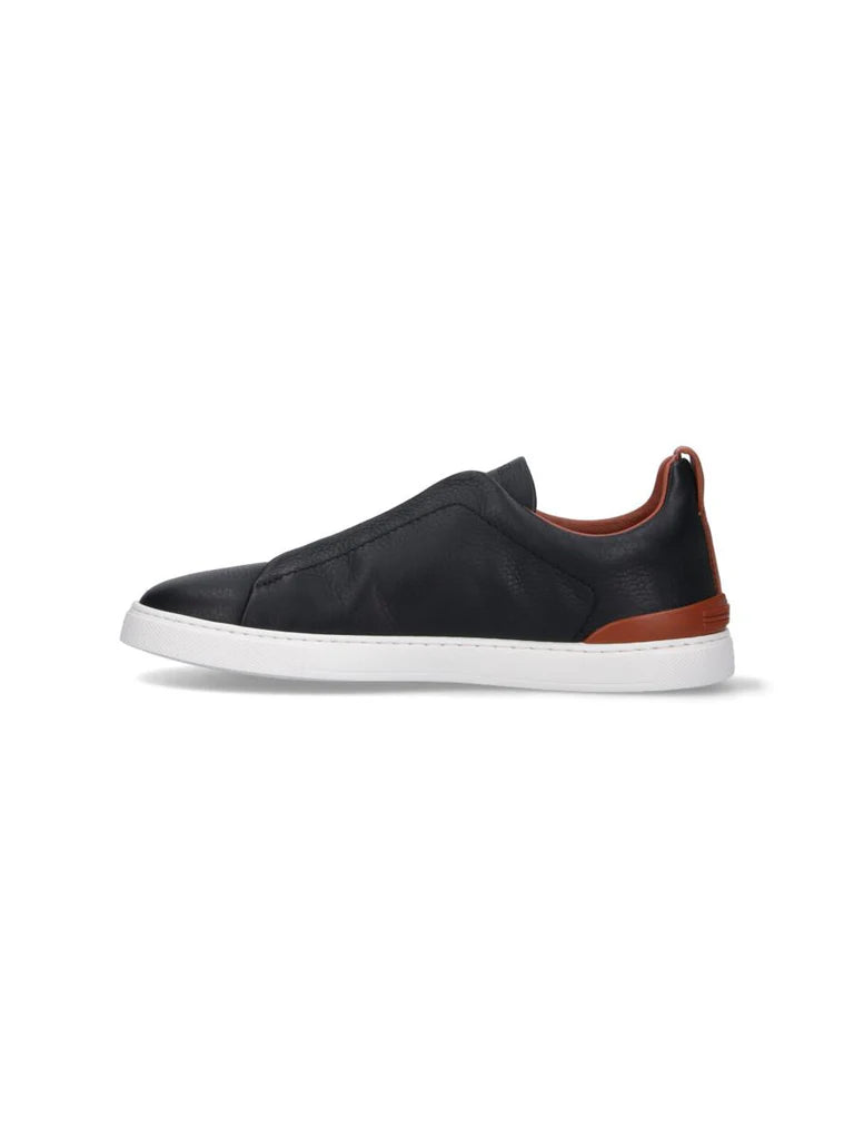 Zegna Men’s Black Slip-On Sneakers – Premium Deer & Cow Leather | Made in Italy | RLHCVO S4667ZSNE