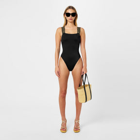 Greca Border One-Piece Swimsuit