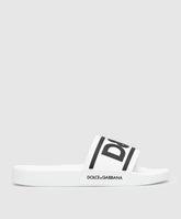DOLCE & GABBANA WHITE SLIDERS WITH CONTRASTING DG LOGO