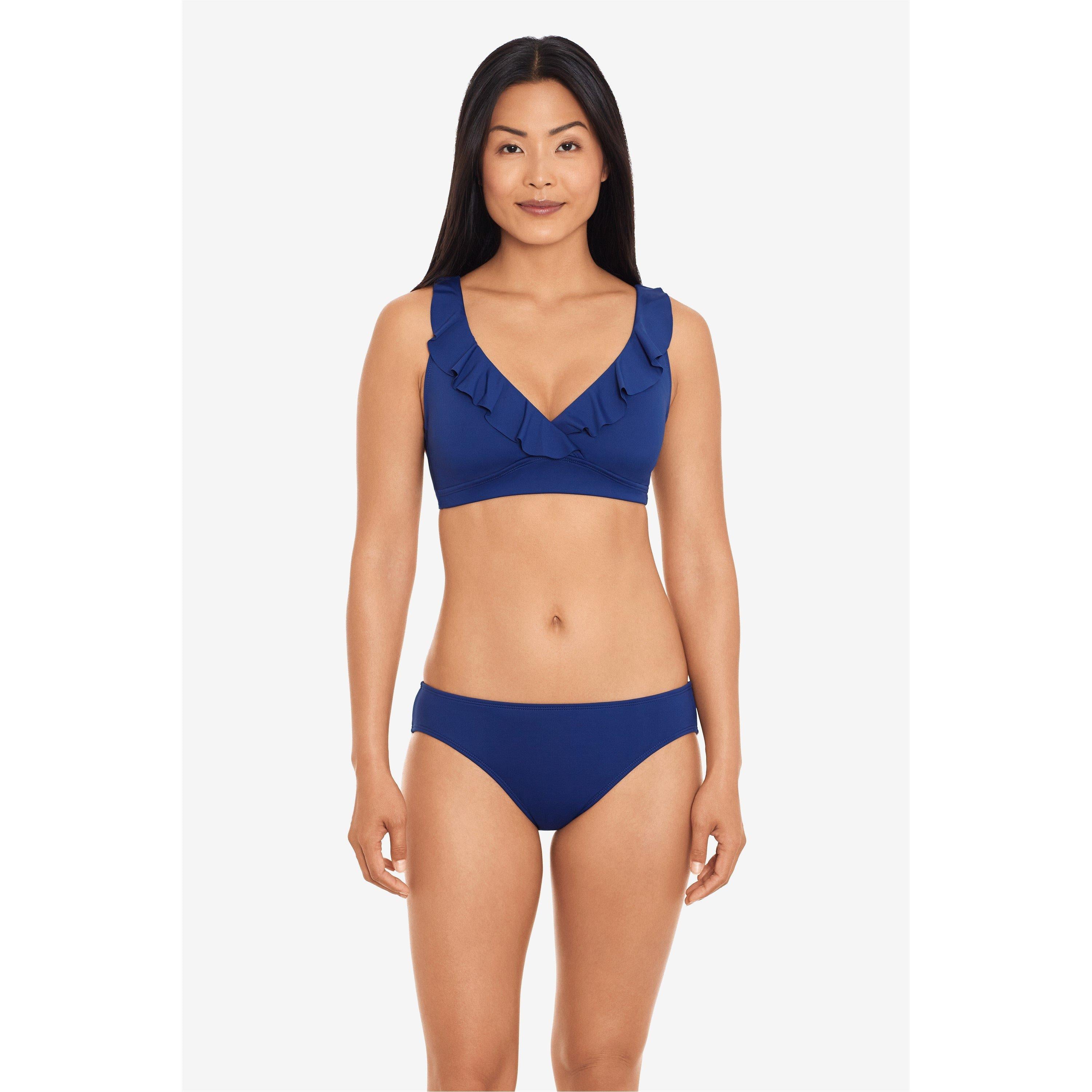 Ruffle-Trim V Neck Bikini Top