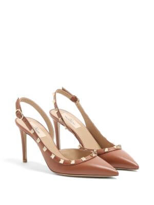 Rockstud slingback calfskin pumps 85mm