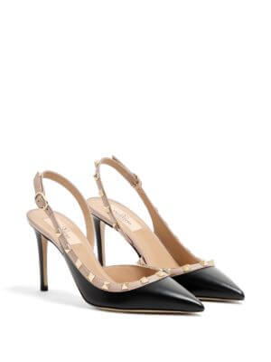 Rockstud slingback calfskin pumps 85mm