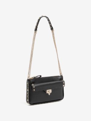 Rockstud chain pouch in grainy calfskin