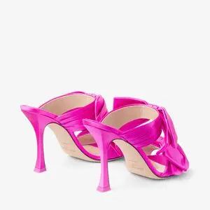 Jimmy Choo flaca 100 fuchsia satin mules with bows