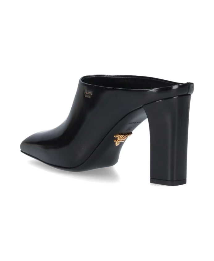 Prada Leather Logo Mules Slip-on Heels