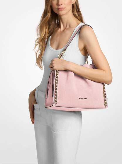 Mina Large Suede Chain Shoulder Bag
