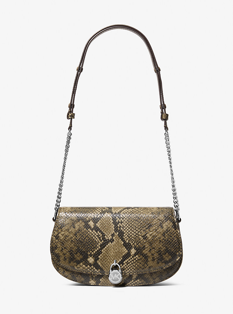 Mila Medium Snake Embossed Messenger Bag
