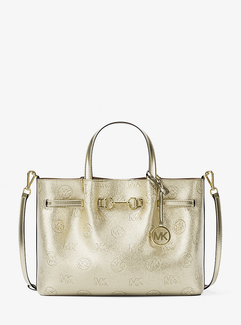 Carson Medium Metallic Logo Debossed Satchel